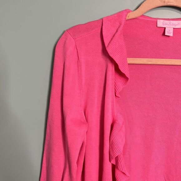 Lilly Pulitzer Keirnan Long-Sleeve Ruffle Cardigan Pink - Picture 4 of 8